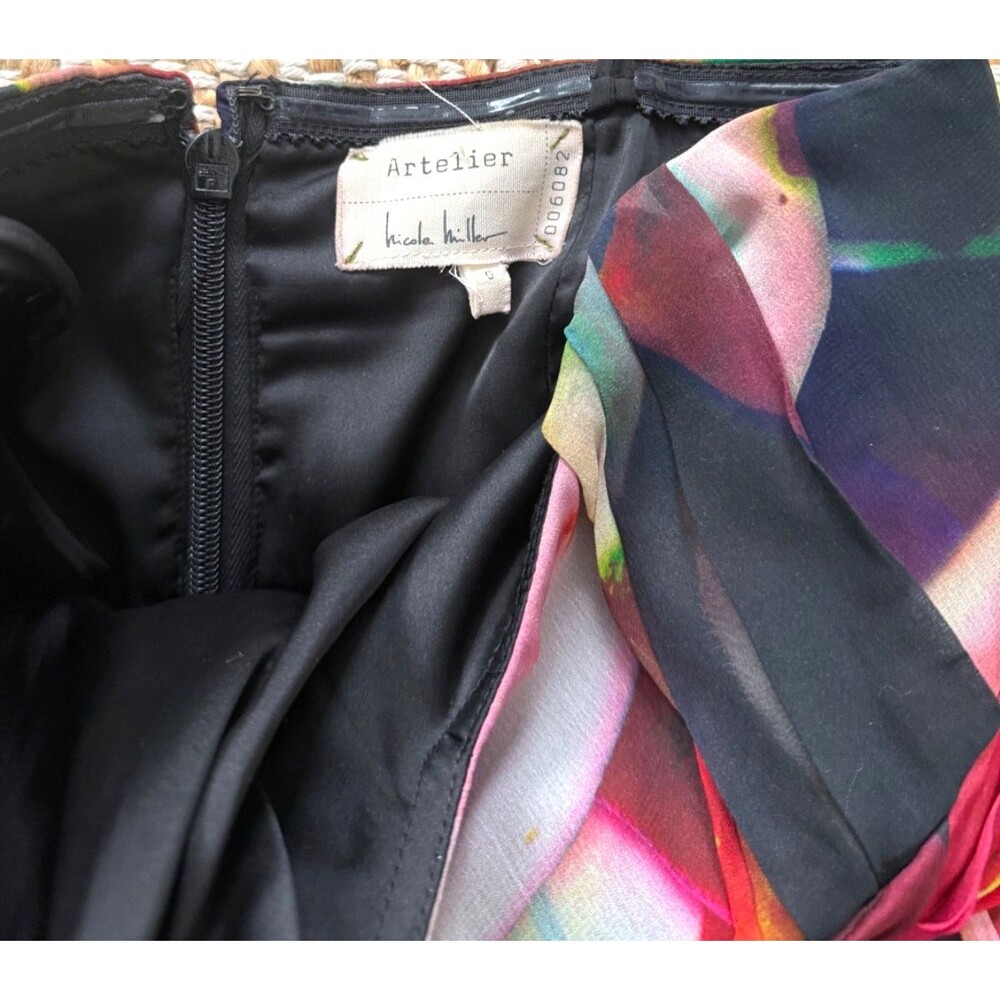 NICOLE MILLER Petal Power Floral Chiffon Strapless Empire Gown 0 $565 - Picture 10 of 12